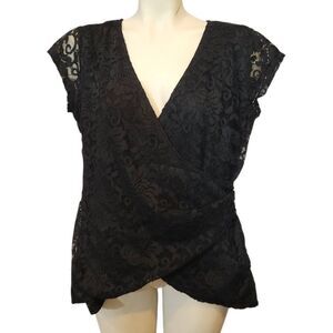 Maurices Black Lace Wrap Top Size Large